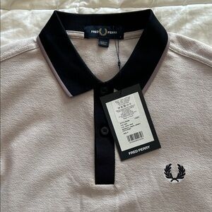 Fred Perry Men's Black and Pale Lavender Crepe Polo - NWT